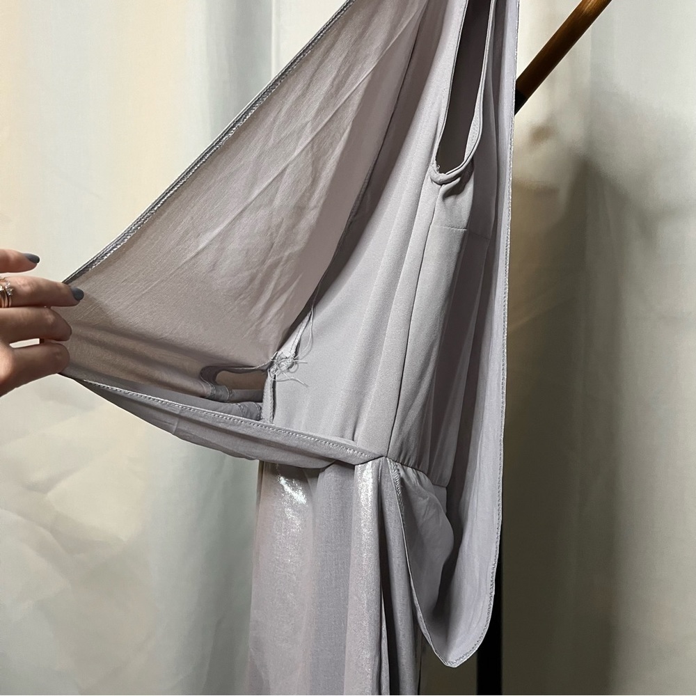 ASOS Metallic Silver Draped Midi Dress 4 - Picture 8 of 9